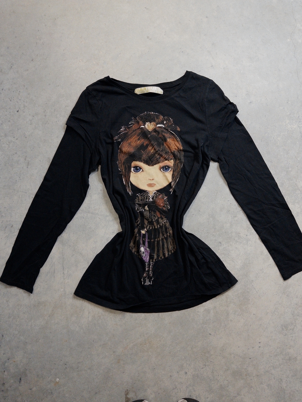 Vintage Zara Trafaluc Doll Face Black Long Sleeve